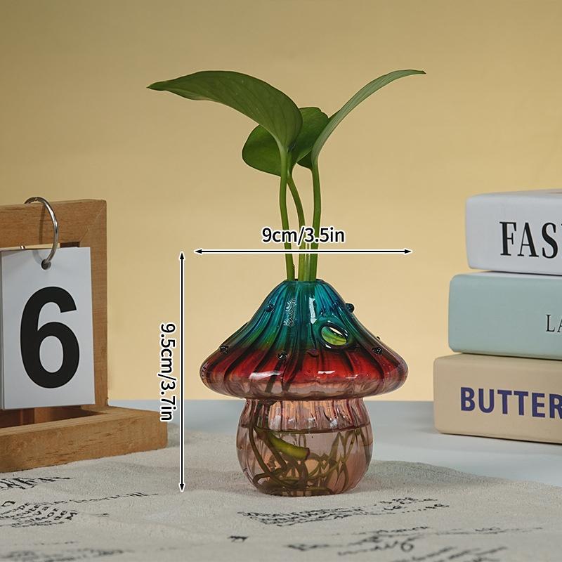 Pilzform Vase Glas Blumenvase Ästhetische Hydrokultur Pflanzenvasen Raumdeko Tischmittelstück Dekoration Florero