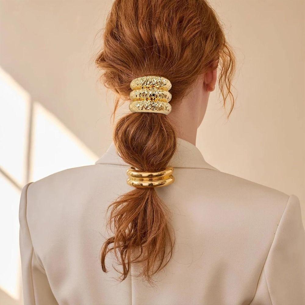 1Set U-shaped Hair Band Metal Ponytail Holder Creative Ponytail Hair Cuff  for Women