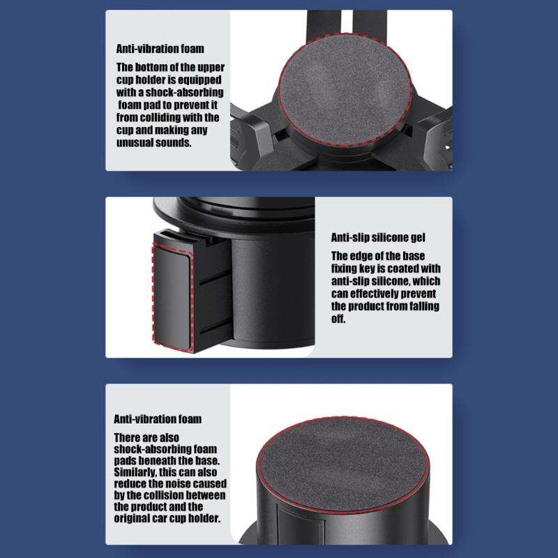 3 in 1 Adjustable Rotatable Car Cup Holder for Beverages Snacks and Small Items Secure Storage Crafted from ABS Plastic Fit Most Vehicles