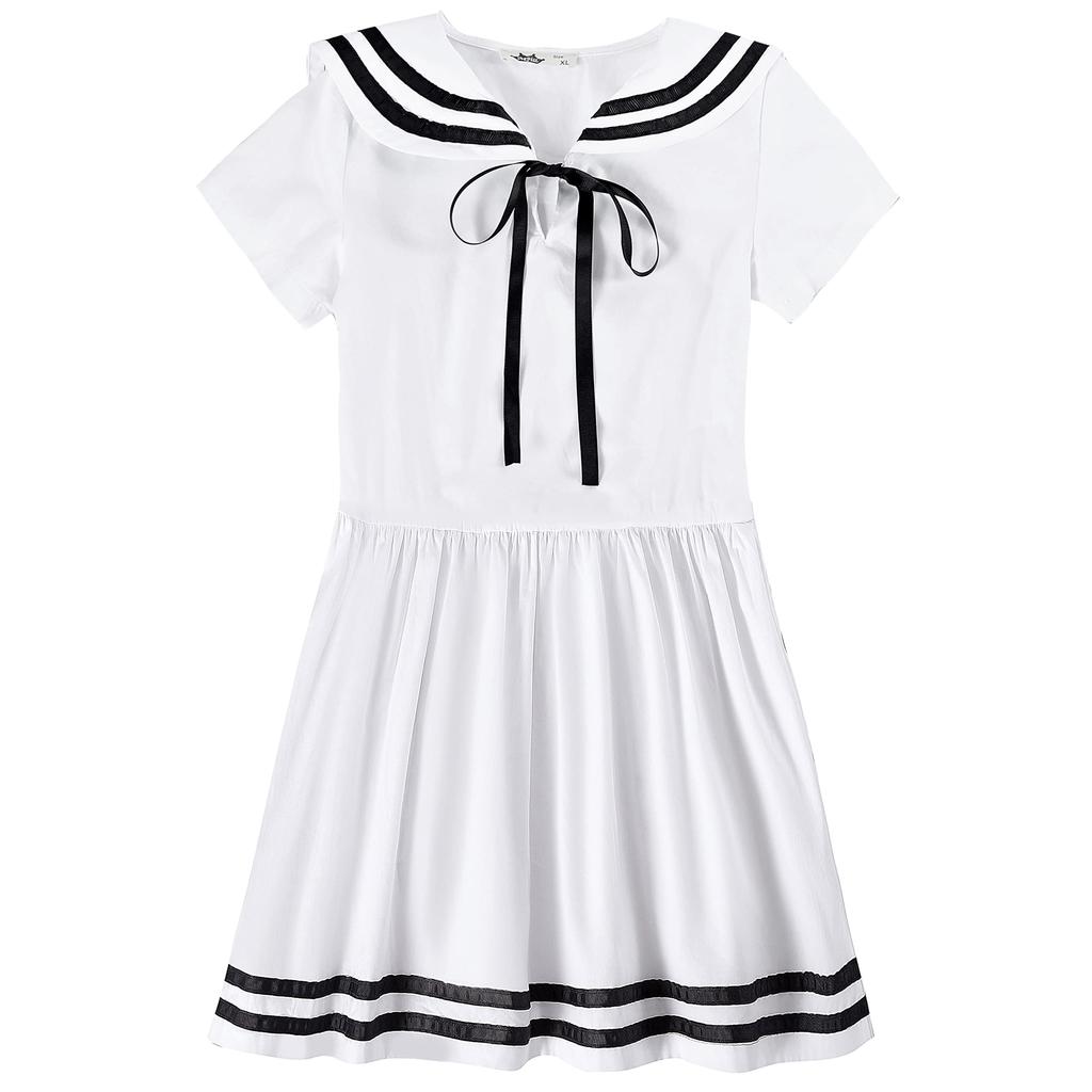 Weileenice Size Navy Perfect for Piano and School Entrance Cute White Formal Dress for Girls Children's Dress, 100, Girls' Dress, White, Weddings,
