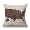 Retro Us Map Route 66 Cafe Bar Chair Seat Cushion Cover Patroitism National Day Home Decoration Linen Sofa Throw Pillow Case