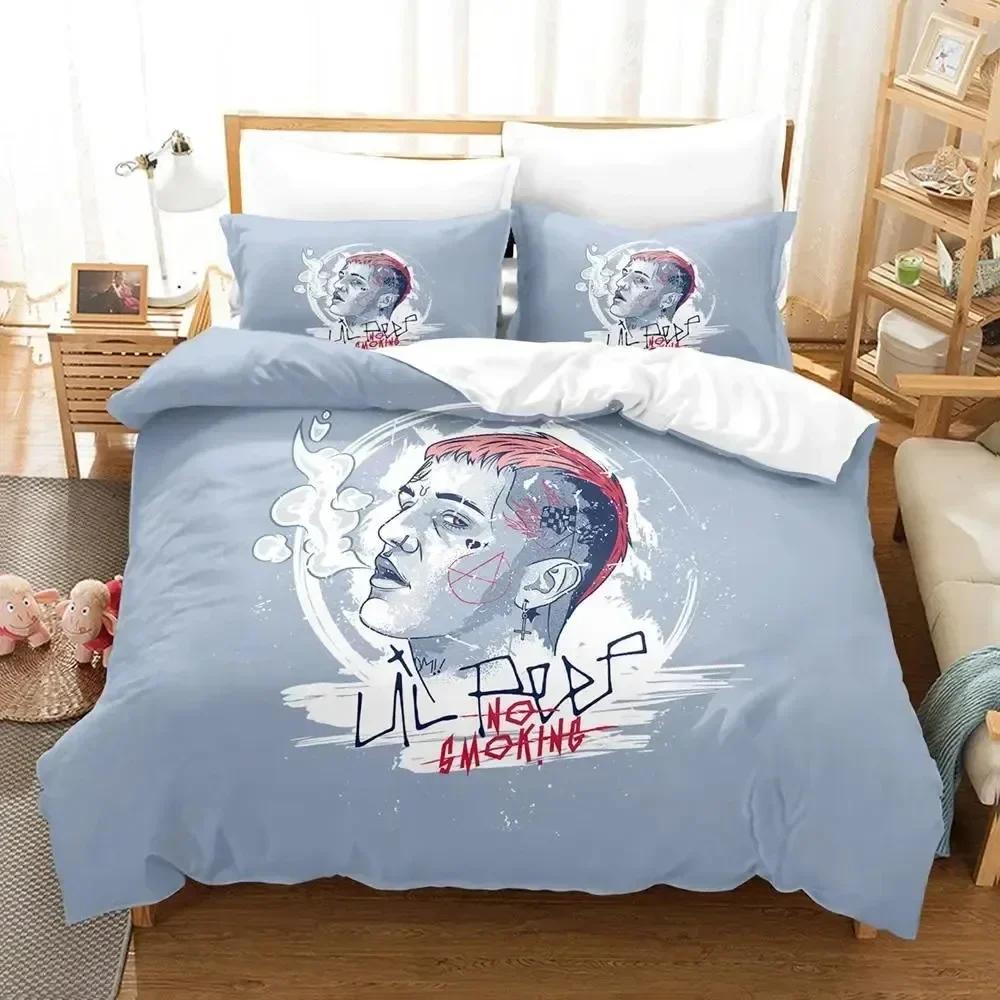 Luxuriöses Neues 3D-Druck Rapper Lil Peep Bettwäscheset Bettbezug Bettset Steppdecke Kissenbezug Queen-Size Jungen Erwachsene Bettwäscheset