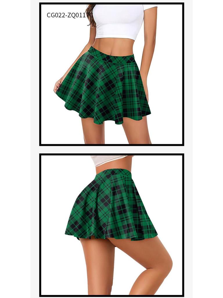 European & American Style Plaid Pleated Milk Silk Cheerleader Skirt