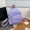 Solid Color Corduroy Mini Backpack Lightweight Small Backpacks Travel Rucksack School Baskpack Campus Junior Multiple Pocket