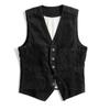 Men's Corduroy Patchwork Vest - Spring/Autumn Single-Breasted Solid Color Jacket