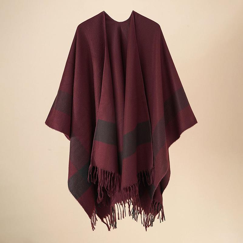 Imitation Cashmere Winter Layers Poncho For Women Men Tassel Scarf Warm Female Male Capa Para Mujer Pashmina Scarve Wrap Shawl