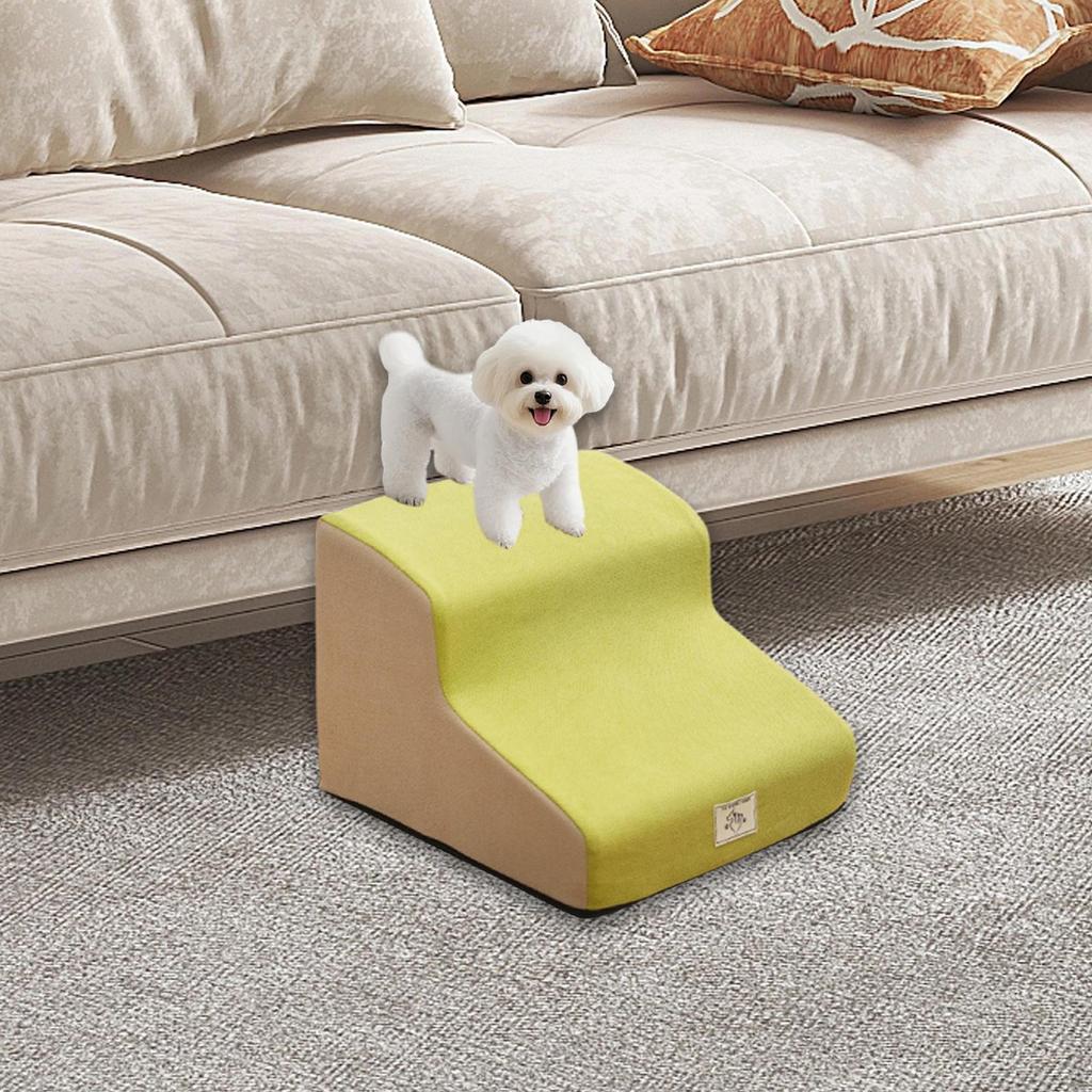 Dog Stair 2 Steps Ladder Portable Non Slip Removable Washable Cover Pet Stairs for Older Dogs