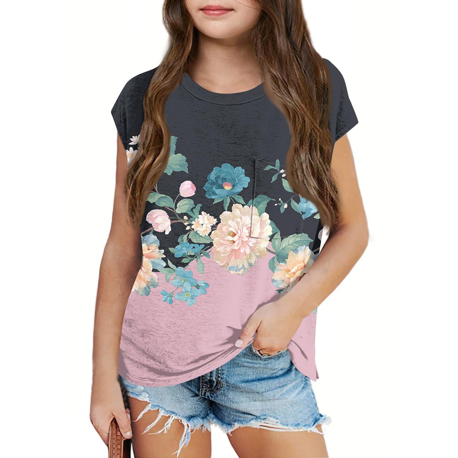 

Children Summer Leisure Round Collar Printed Fashion Coat Pocket 110 рожевий