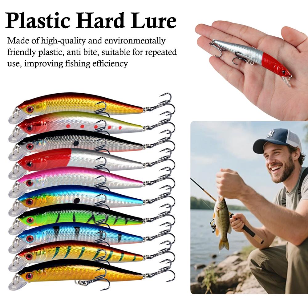 Kit Jerkbait Leurre Minnow Ensemble Crankbaits Leurres Durs pour Pêche au Bar Truite Perche Leurres de Surface pour Bateau
