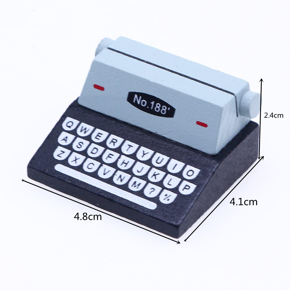 Wooden Miniature Retro Typewriter Dollhouse Furniture Ornament