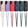 Crossbody Cards Solt Ring Holder Case For Samsung Galaxy S24 Ultra S23 Plus S22 S21 A55 A35 A15 A54 A14 A24 A34 Lanyard Cover