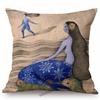 Abstract Elegant Lady Girl Cartoon Princess Queen Mermaid Lovely Dreamy Art Cotton Linen Sofa Pillow Case Linen Cushion Cover