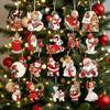 Lightweight Wood Hanging Ornaments Retro Wooden Christmas Ornaments, Xmas Tree Pendants with Rope, Rustic Santa Claus Holiday Party Supplies
