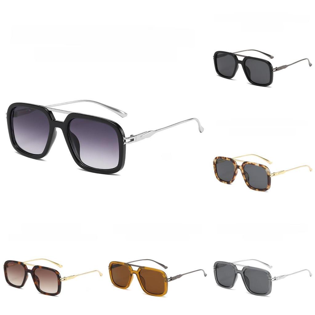 Retro Double Beam Square Glasses Men Outdoor Uv400 Sunblock For Driving And Sports