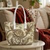 Vintage Floral Pattern Tote Bag Casual Large Capacity Top Handle Handbag for Daily Shopping Travel Outdoor Use