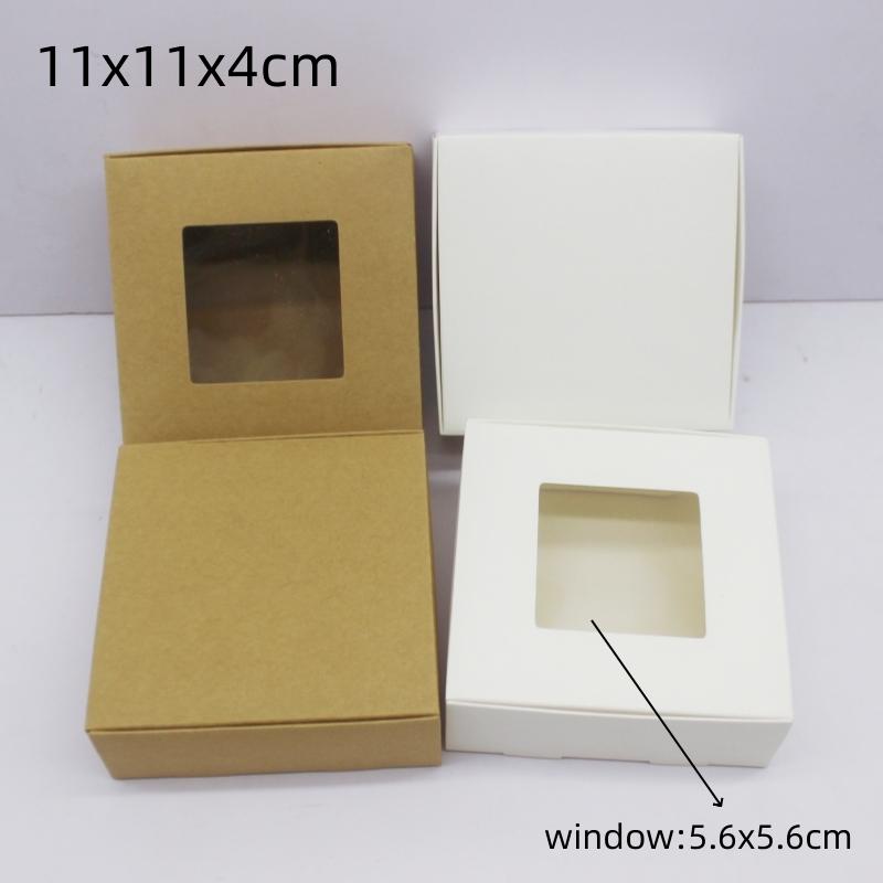 

10 шт. подарочная упаковка с окошком белая/крафт-бумага большого размера для рождественского подарка упаковка для торта свадьба семейное торжество m kraft