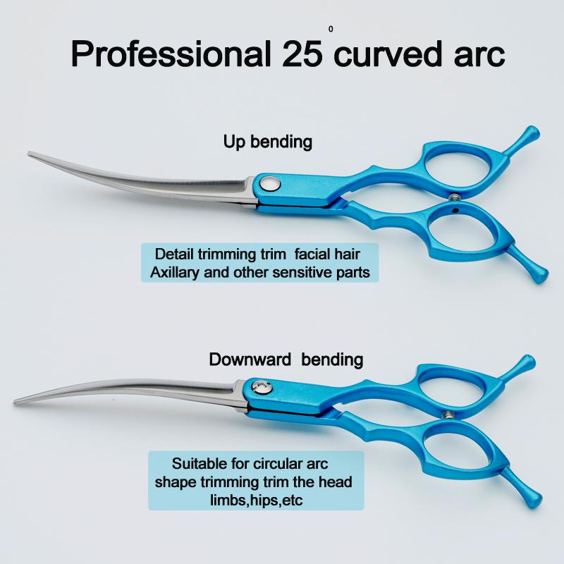 6.5INCHlightweight and curved color pet grooming scissor set, straight , fine-tooth , fishbone , trimming hair of cats and dogs