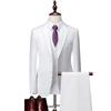 ( Jacket + Vest + Pants ) Boutique Pure Color Mens Business Formal Suit 3Piece Set