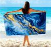 Marble Swirl Beach Towel, Microfiber Large Sand Free Quick Dry, Black White Gold Abstract Design, Soft Absorbent Towels Bathroom