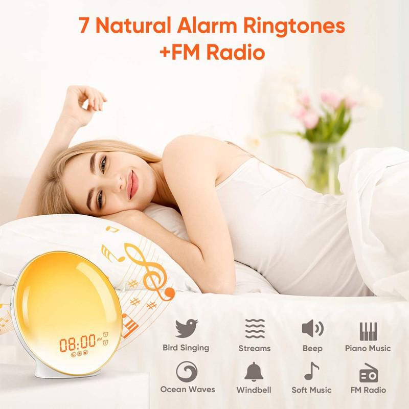 LED Sunrise Wake-Up Light with Dual Alarm Clock and Bedside Night Light