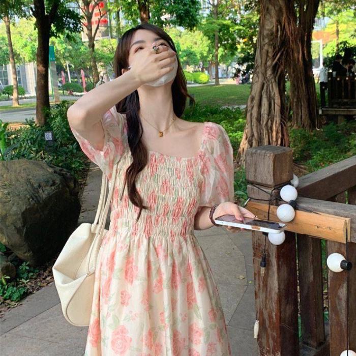 

2024 Spring/Summer Elegant Floral Dress for Stylish Students L