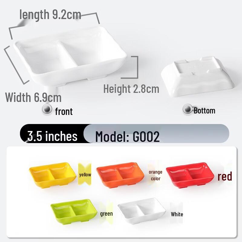 Jingzhouyuan Melamine Dipping Sauce Dishes Deep Dish Double Compartment (50 pcs)