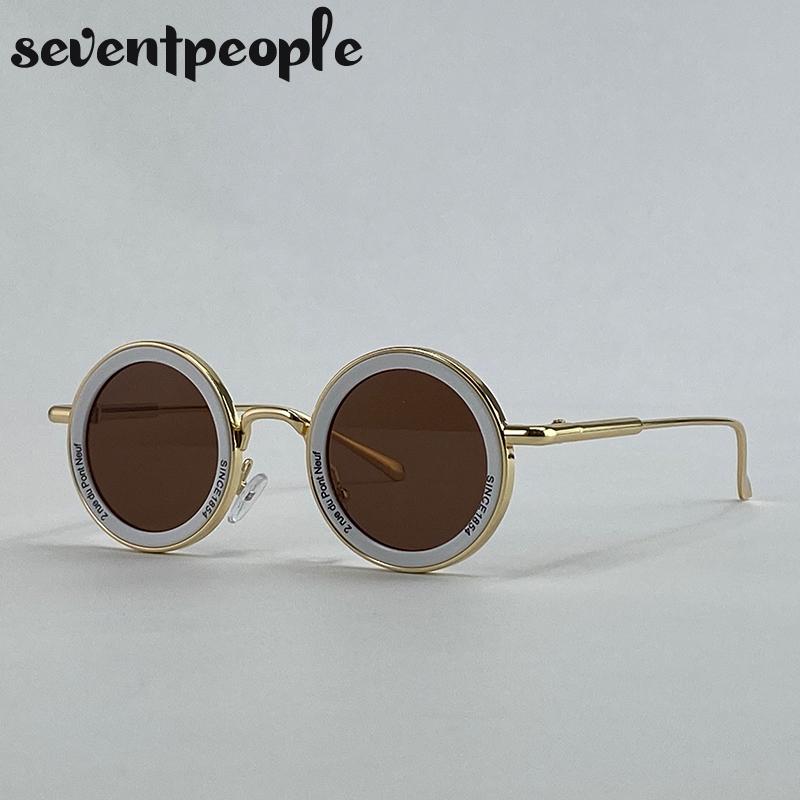 Steampunk Small Frame Round Sunglasses Men Luxury Brand Vintage Metal Sunglass For Ladies Classic UV400 Protection Shades