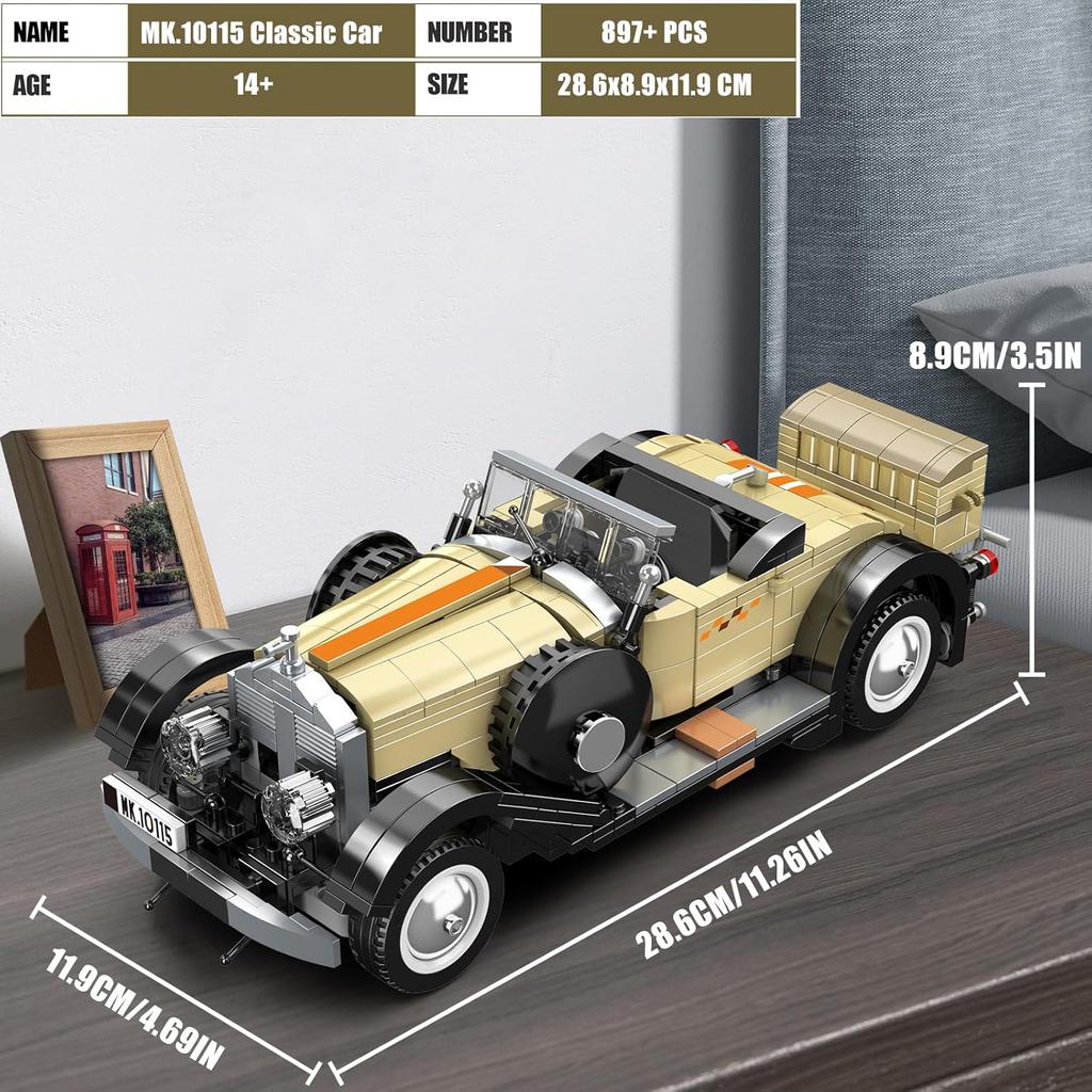 MOULD KING 10115 Technical Building Block The MOC Fantom Vintage Car Model Set Assembly Brick Toys Creative Kids Christmas Gift