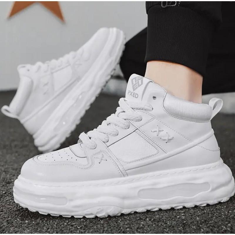 High Top Men's Shoes With Plush Insulation Cotton Teenagers Basketball Sports Running Thick Sole Height Increasing Dad's Trendy