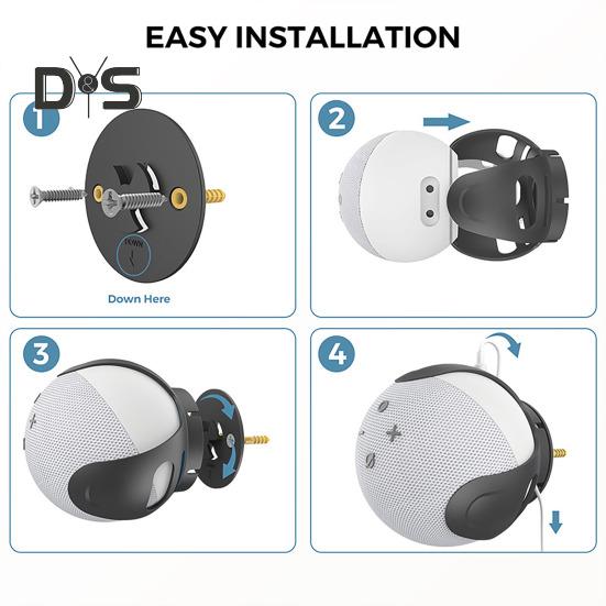 Suport pentru montare pe perete pentru Suport Echo Dot generația 4/5 Suport pentru economisirea spațiului cu gestionarea cablului Reglarea unghiului Suport difuzor