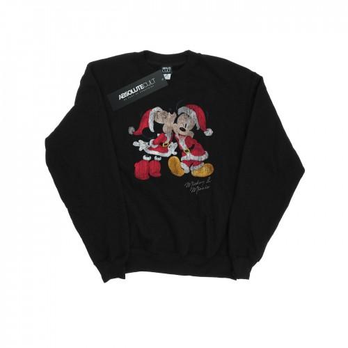 Disney Mens Mickey And Minnie Christmas Kiss Sweatshirt