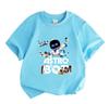 Kids Boys Girls Casual Astro Graphic T Shirt 100% Cotton Short Sleeve Crew Neck Tee Tops Cute Space Robot Pattern Summer Daily Wear for Children