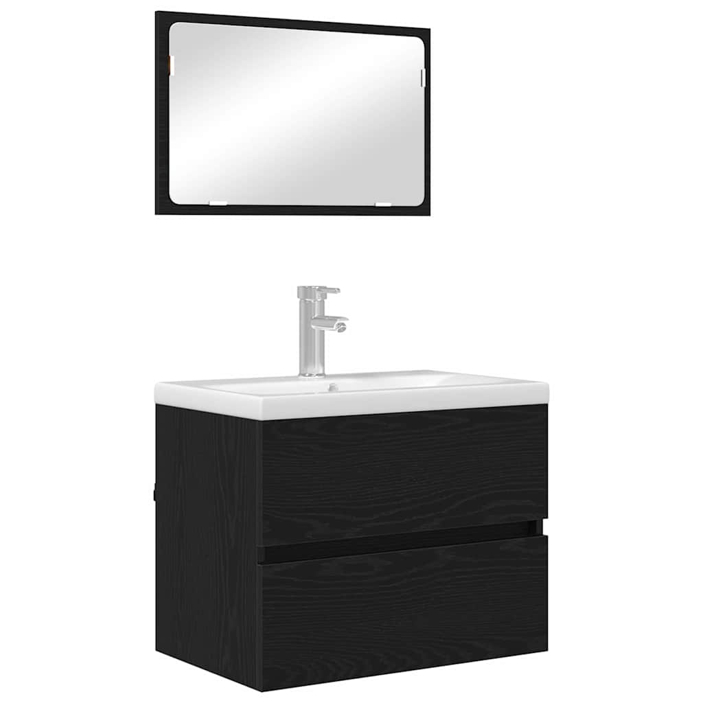 Bathroom Furniture Set with Drawers 2 Pcs Black Oak Look