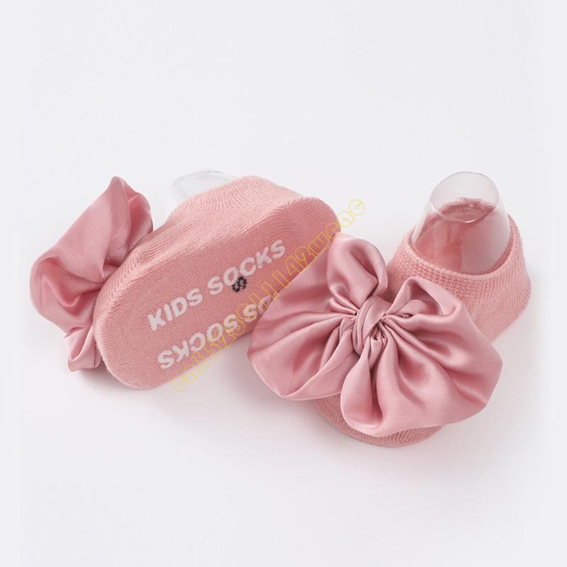 2pcs Breathable Floor Socks Bowknot Headband Infant Bowtie Socks Birthday Gift DXAD