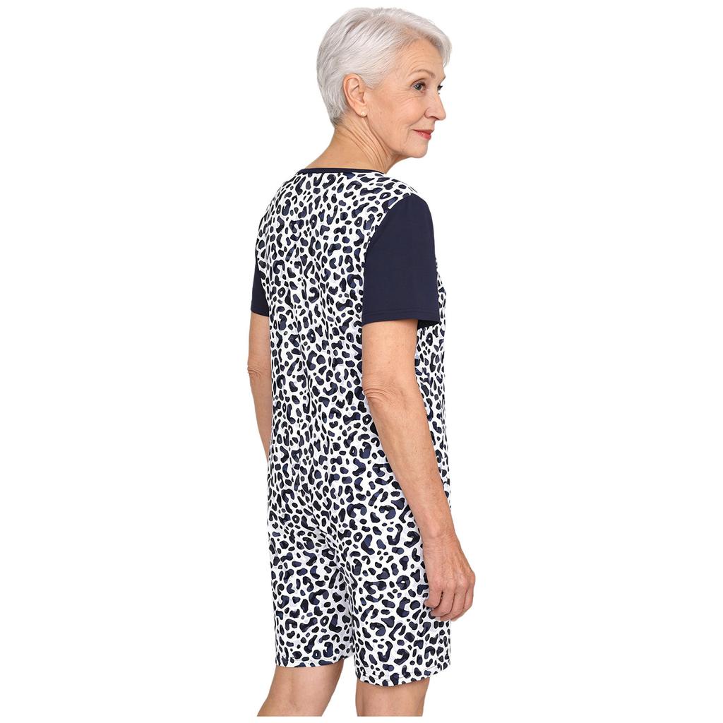 Damen Spezialbedarf Body Kurzarm Kurzer Schritt Druck Farbblockierung Adaptiver Jumpsuit Demenzpflege