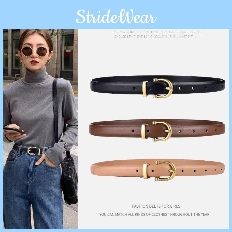 Gold Color Solid Buckle Decoration Women Casual Slim Waist Belt For Use Daily