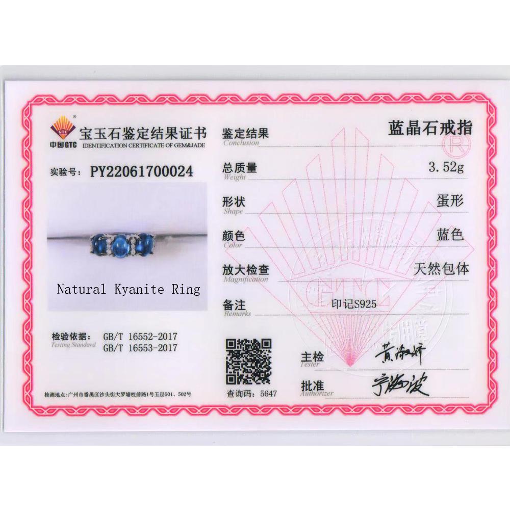 Přírodní kyanit oválný 5*7mm prsten náušnice sada šperků 925 mincovní stříbro jednoduché ženy denní nošení jemné šperky
