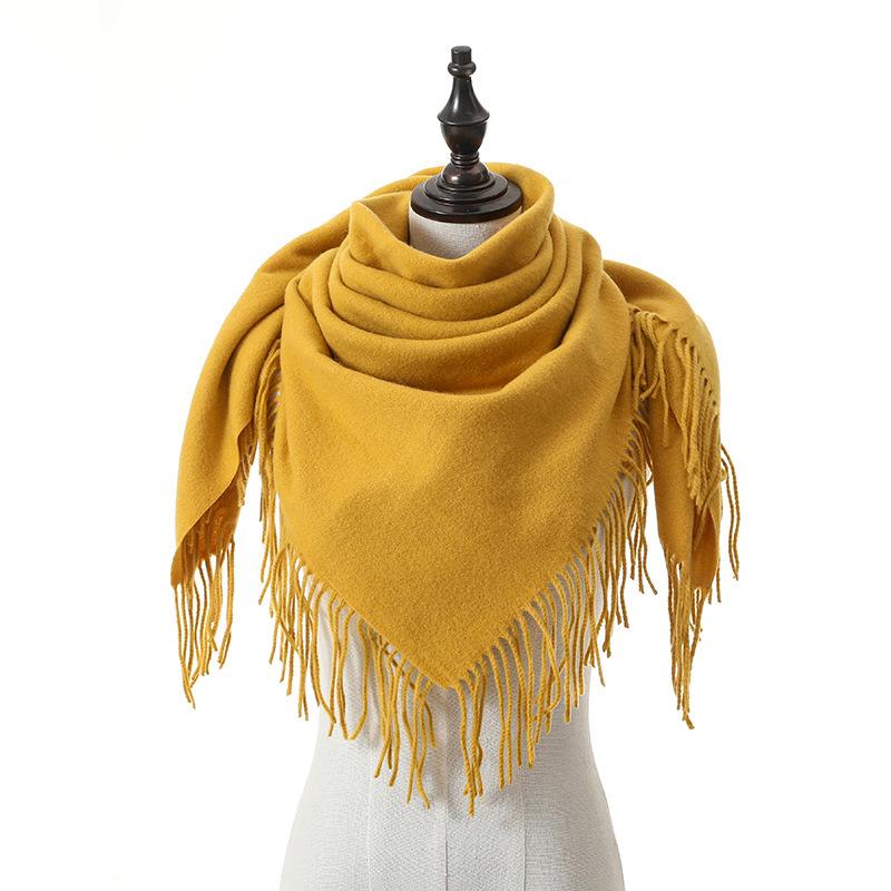 New Solid Color Wool Square Scarf Women's Imitation Cashmere Autumn and Winter Warm Scarf Cashmere Shawl