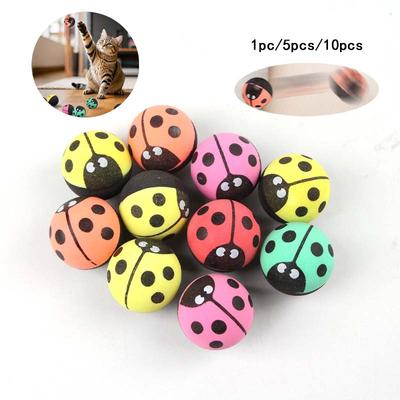 Insect Bouncing Ball Cat Toy High Elasticity Rubber Interactive Chase Rolling Ball For Kitten Cat Toy Accessories