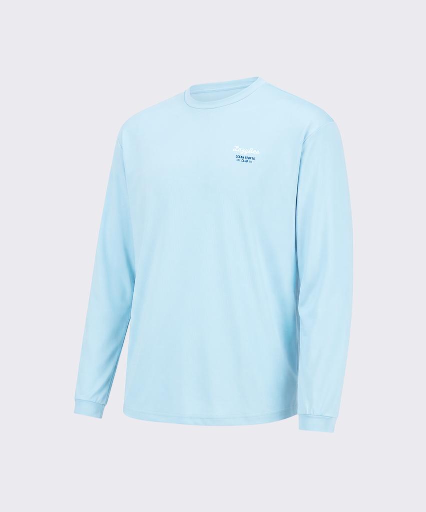 Leijibi [Set] Airfresh String Long Sleeve Rash Guard + Swim Shorts Set W Sky Blue