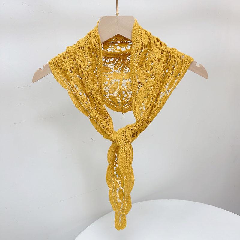 Women Spring and Summer Cotton Triangle Scarf Filigree Knitted Beach Bandana Wrap Pashmina Stole Foulard Hijab