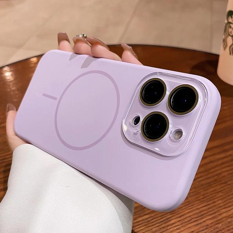 Liquid Silicone For  Charge Magnetic Case For For Iphone 17 Pro Max 16 15 14 13 12 11 Crystal Camera Protection Soft Cover