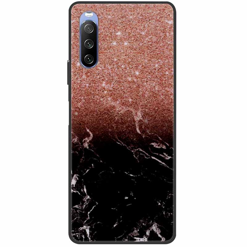 Soft Cover For Sony Xperia 10 III Case 5 III Soft Silicone Black Cases for Sony Xperia 1 III / Xperia1 XZ4 Covers Cool Marble