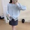 Autumn New Knitted Sweater Fashionable Versatile Splicing Lace Top Lace-up Design Cardigan Jacket Women