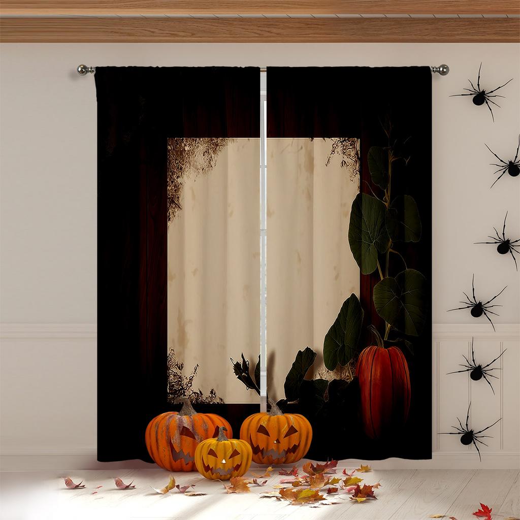 Skull Spider Web Halloween 3d Printed Curtains Suitable For Children's Room Restaurant Study Holiday Party Decoration Curtains