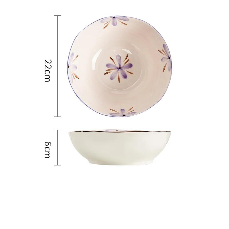 Romantyczne Fioletowe Ceramiczne Talerze Lekki Luksus Restauracja Talerz na Owoce i Sałatkę Domowa Kuchnia Talerz do Pasty Wykwintne Miseczki do Ryżu