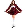Cosplay Halloween Hexe Vampir Kleid Bühnenauftritt Kostüm Rotkäppchen Kurzer Rock Umhang Schal Set
