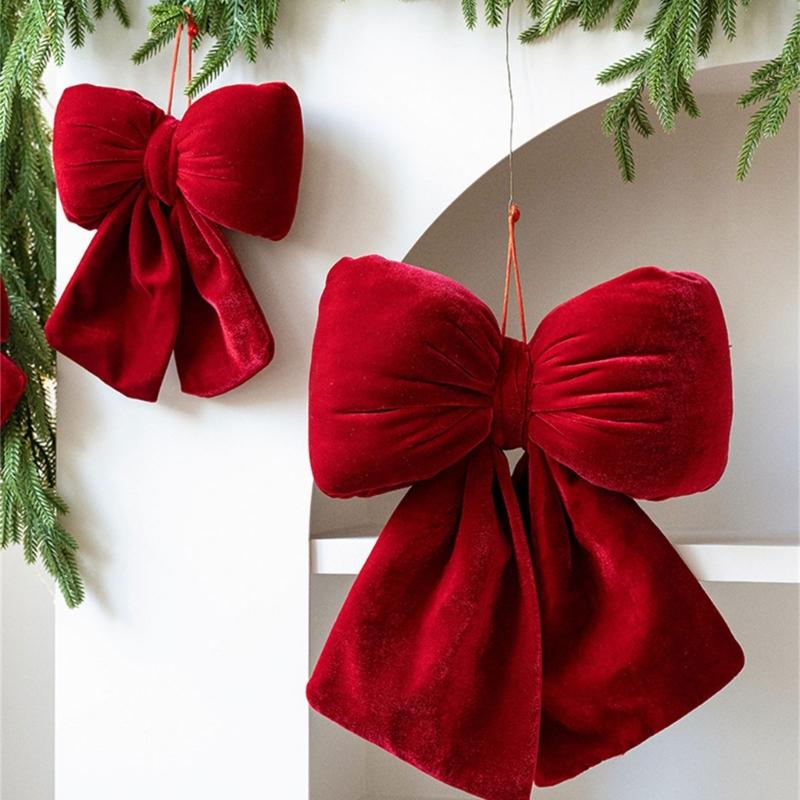 Christmas Velvets Bowknot Decorative Accent Festival Table Centerpieces Holiday Displays Elegant Hanging Pendant