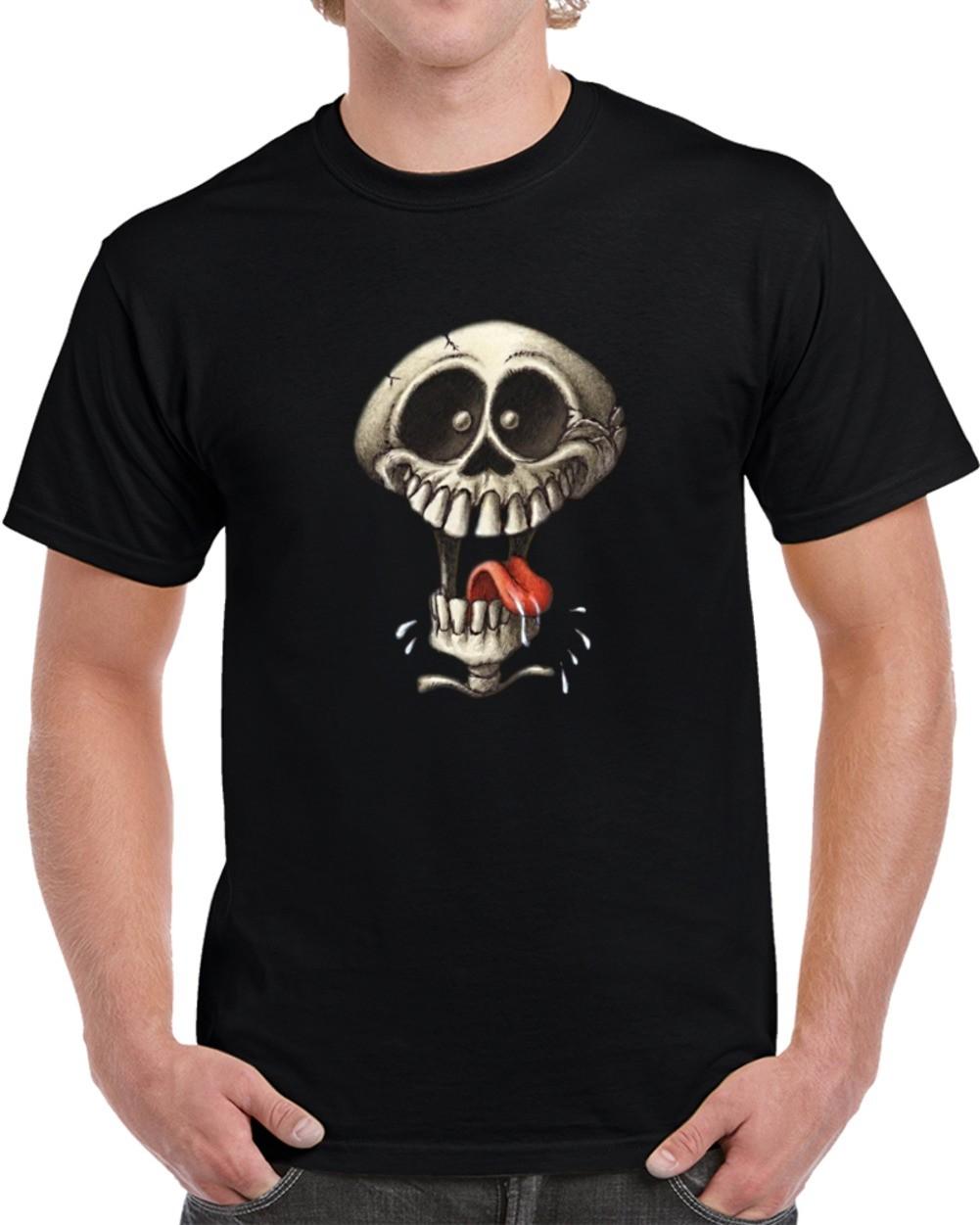 Crazy Skull Halloween T-Shirt Holiday Skeleton Funny Scary Unisex Gift TShirt XXXL