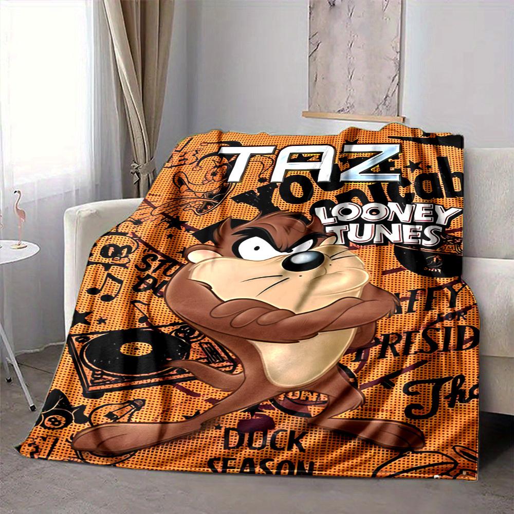 

1pc Looney Tunes Taz Looney Flannel Throw Blanket - Lightweight Soft Warm All-Season Blanket for Sofa, Bed, Travel, Camping L1029097 80x120cm